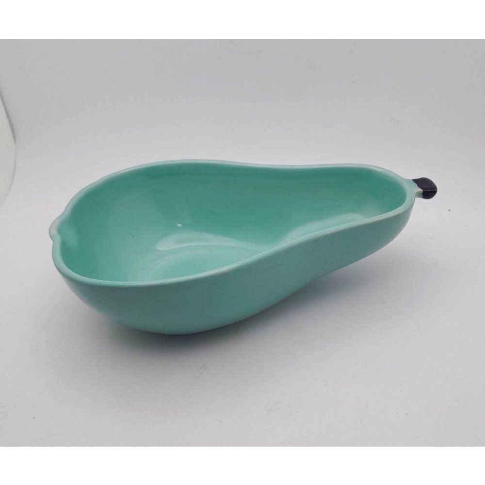 VTG West Germany Pottery Pear Shaped Bowl Turquoise Aqua Blue Green